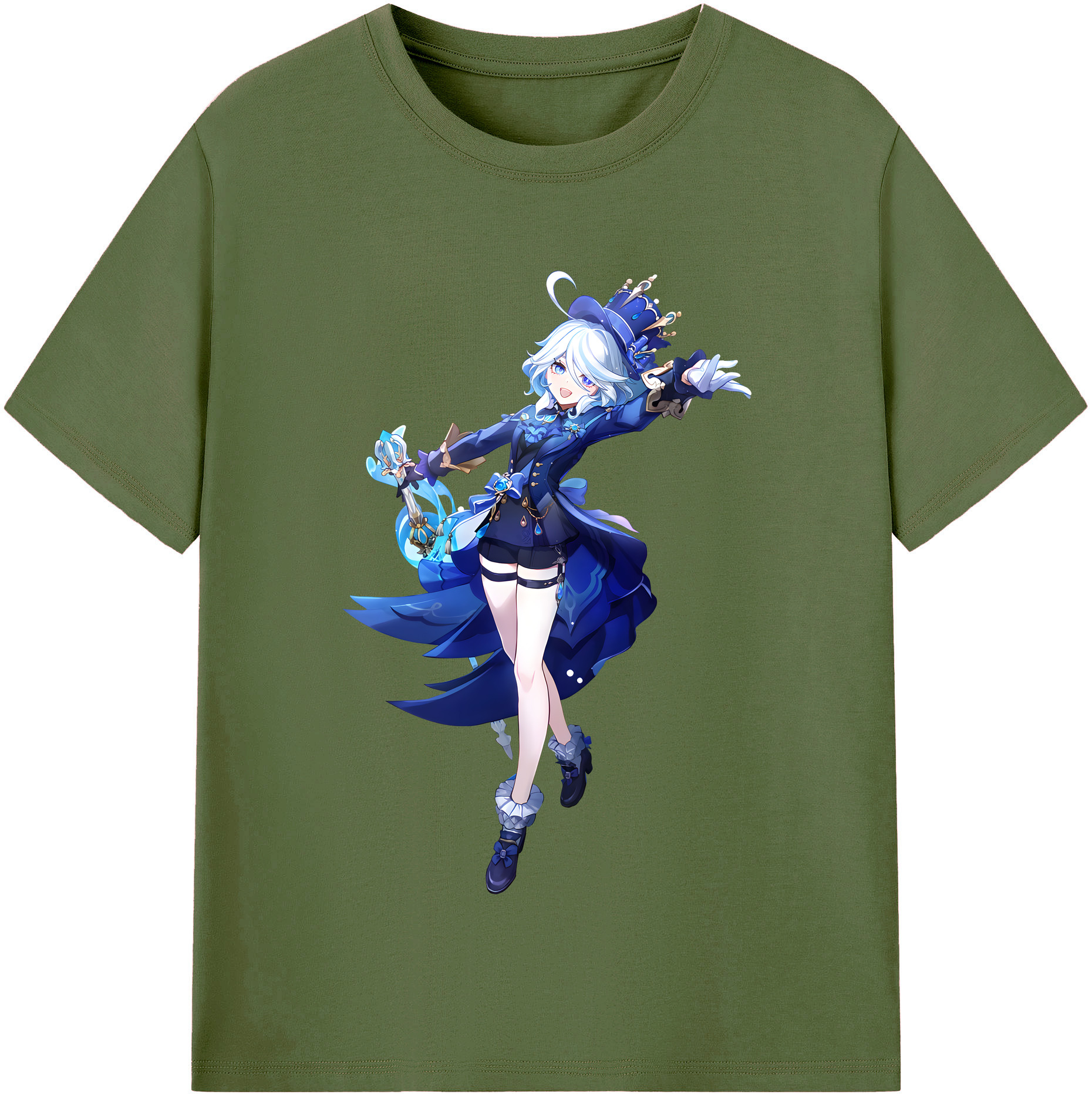 げんし神 フリーナ genshin Furina 綿100％半袖Tシャツ（フロントプリント）